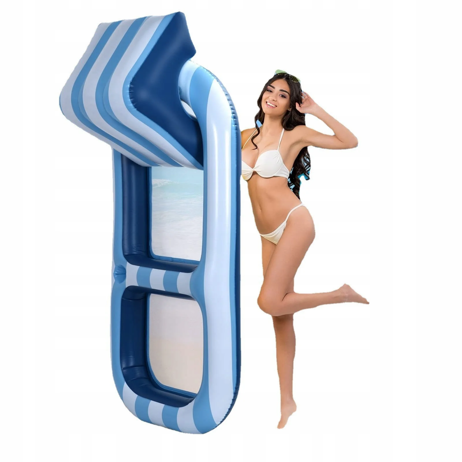 MATERAC DMUCHANY Z SIATKĄ DO PŁYWANIA LEŻAK PLAŻOWY NA BASEN 180X80