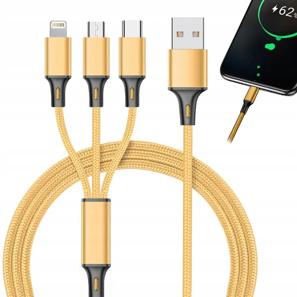 Zestaw kabli USB - USB typ C / microUSB / Lightning Verk Group