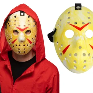 Maska na twarz maska Piatek 13 plastik żółty halloween