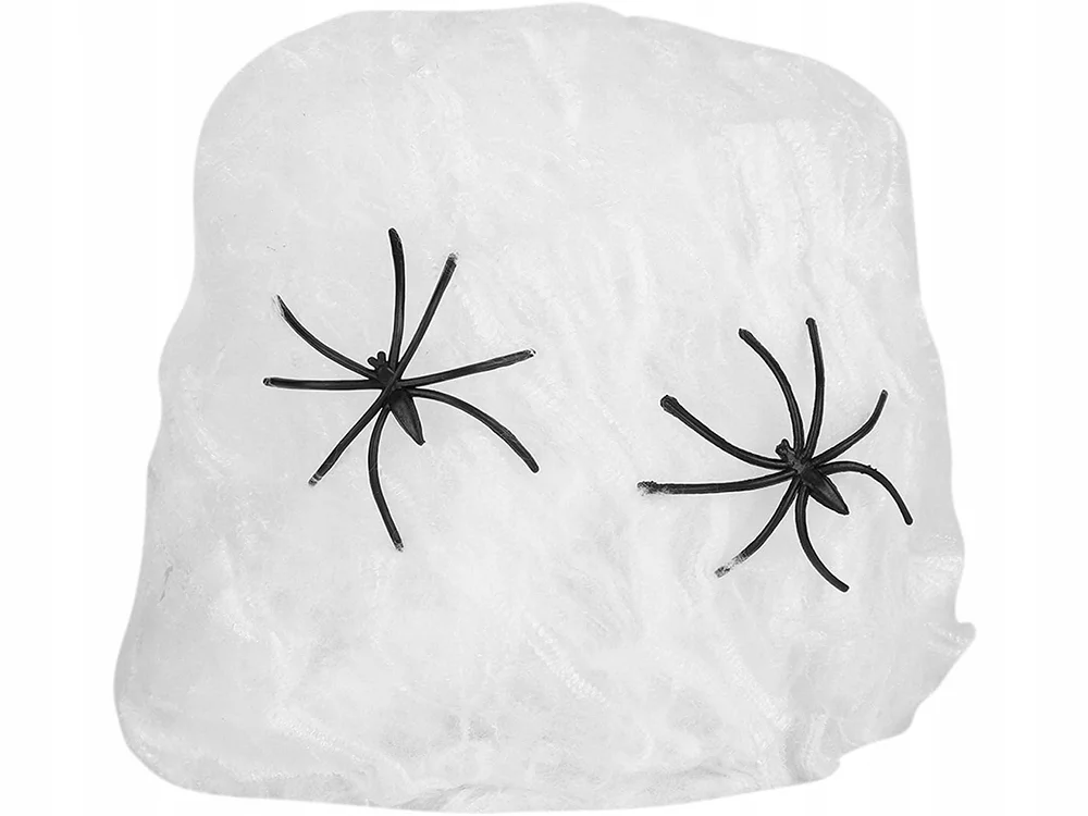 Sztuczna pajęczyna biała z pająkami halloween dekoracja rozciągliwa