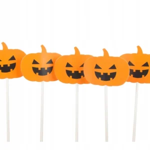 DEKORACJA HALLOWEEN NA CIASTO TORT NA BABECZKI PIKER PAPIER PATYCZKI 5szt