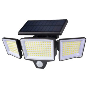 LAMPA SOLARNA LED Z 3 GŁOWICAMI OGRODOWA ZEWNĘTRZNA CZUJNIK RUCHU PILOT