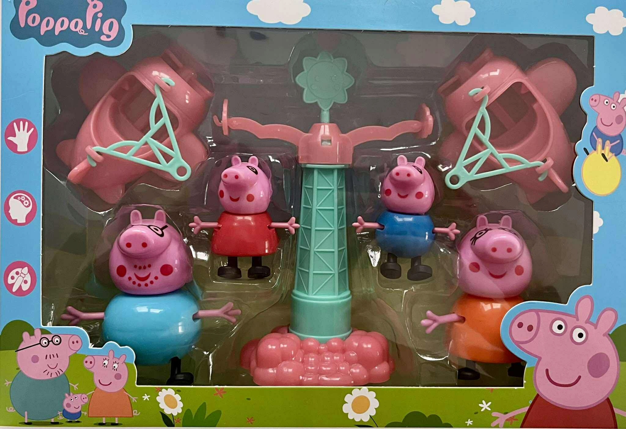 Zestaw figurek Poppa Pig – Rodzina + Karuzela Samolotowa ŚWINKA PIG