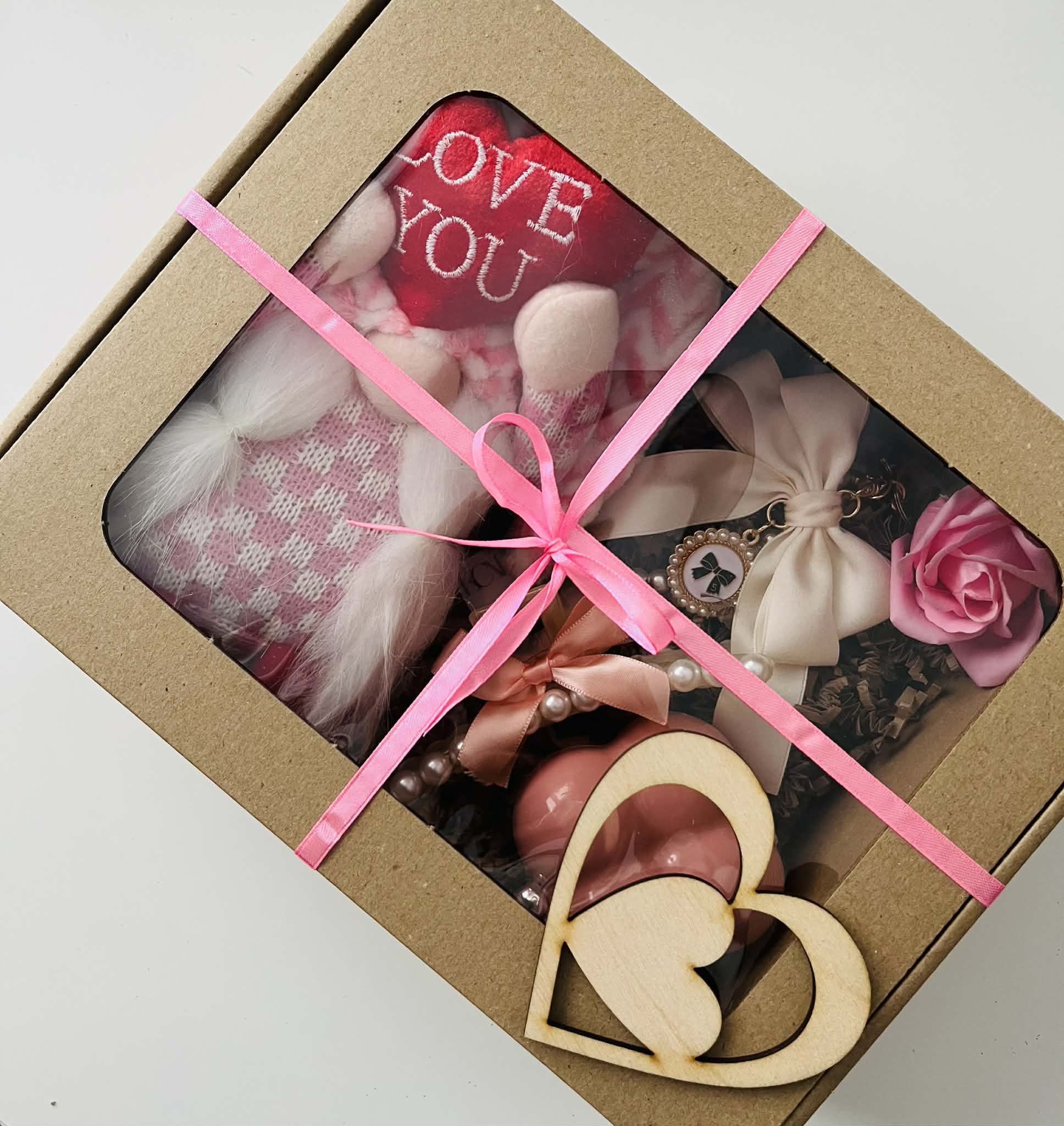 Prezent na dla Niej Zestaw Love You Klamra Miś Brelok Organizer