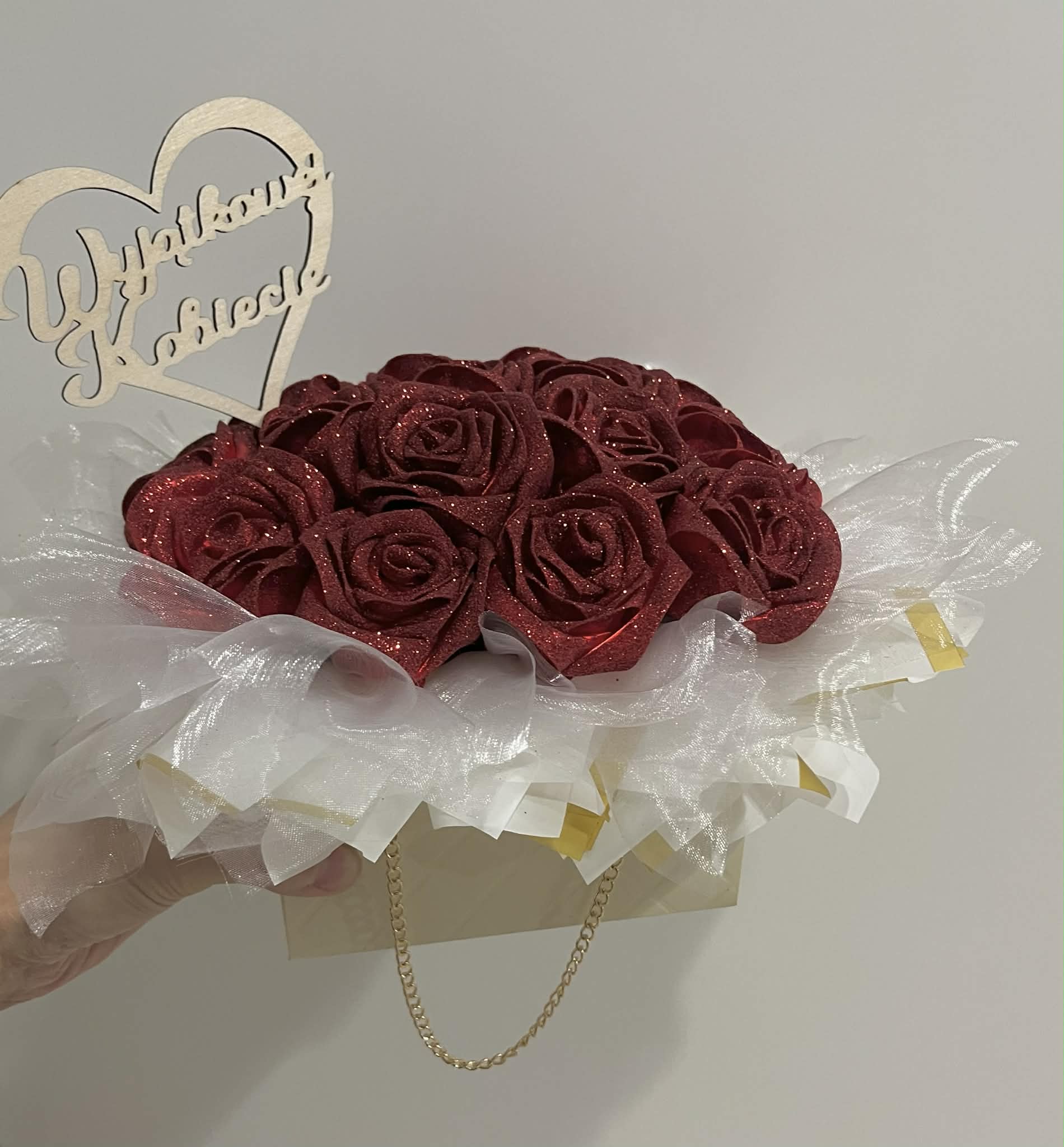 Elegancki Flower Box torebka z Czerwonymi Różami Dla Kobiet Bukiet Prezent