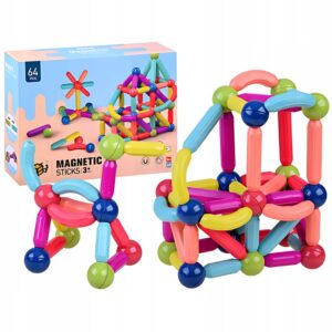 Klocki magnetyczne zestaw 64 el. dla dzieci 3 lata +