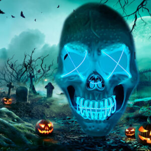 Maska LED na twarz Maska czaszka halloween plastik kościotrup biały