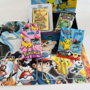 ZESTAW POKEMON – KARTY + METALOWA PUSZKA + BOOSTERY + KARTA ZŁOTA+AKCESORIA